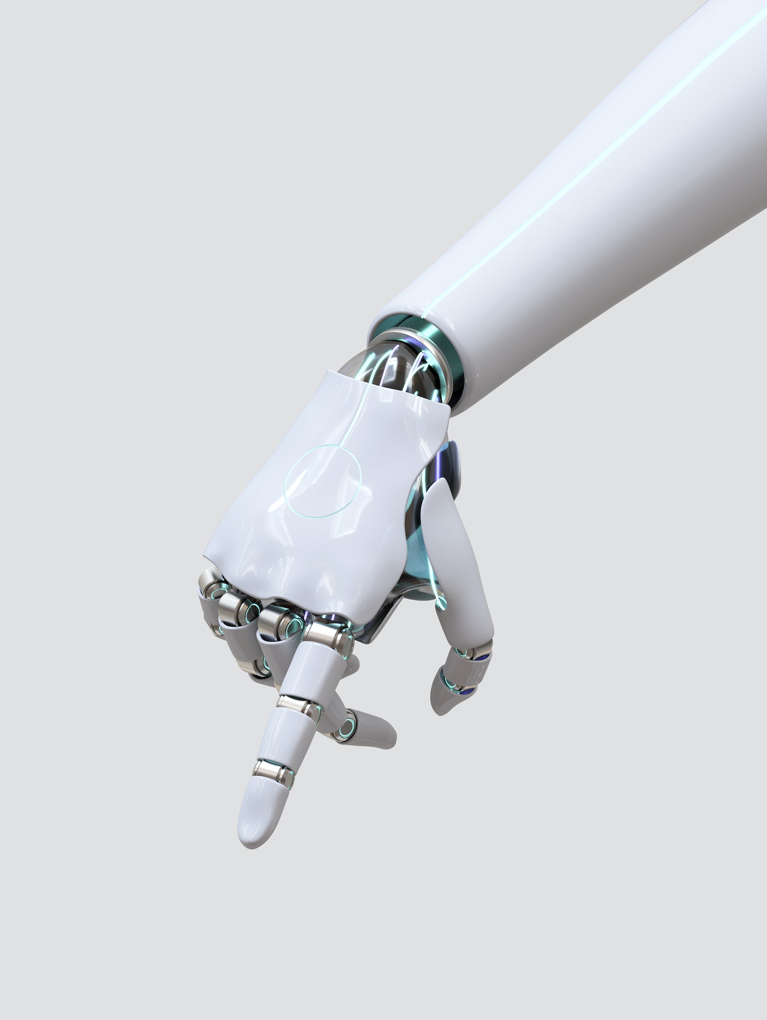 Robot hand finger pointing, AI technology